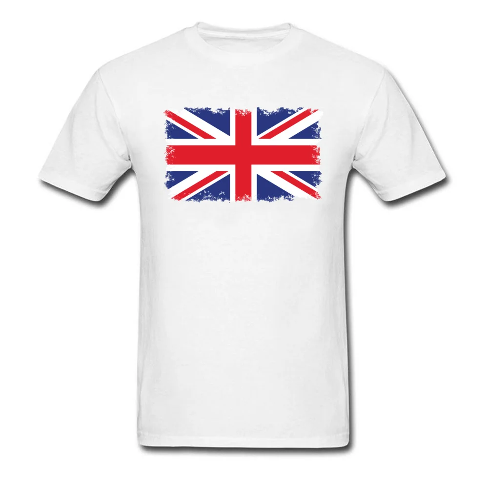 Crewneck British flag with distressed edges All Cotton Men's T Shirts Printed Tops Tees 2018 Popular Tee Shirt Short Sleeve British flag with distressed edges white