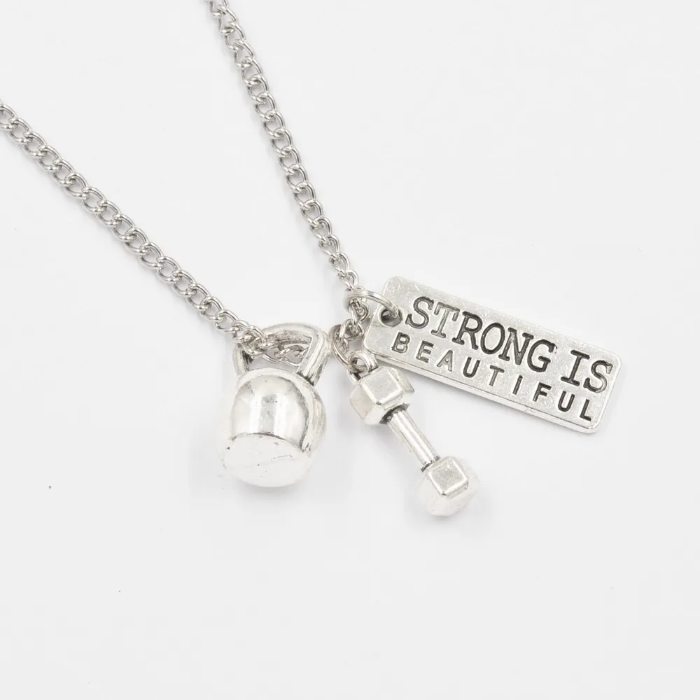 Kettlebell Gym Jewelry Necklace Hip Hop Sporty Work Out Womens Strength Design Kettlebell