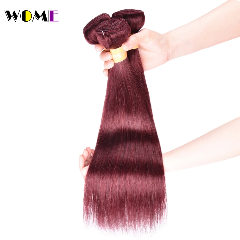 Wome Pre Colored 99J Dark Red Bundles With Closure Malaysian Hair Straight Bundles With Closure Non Remy Human Hair Pre Plucked Wome Pre Colored 99J Dark Red Bundles With Closure Malaysian Hair Straight Bundles With Closure Non Remy Human Hair Pre Plucked