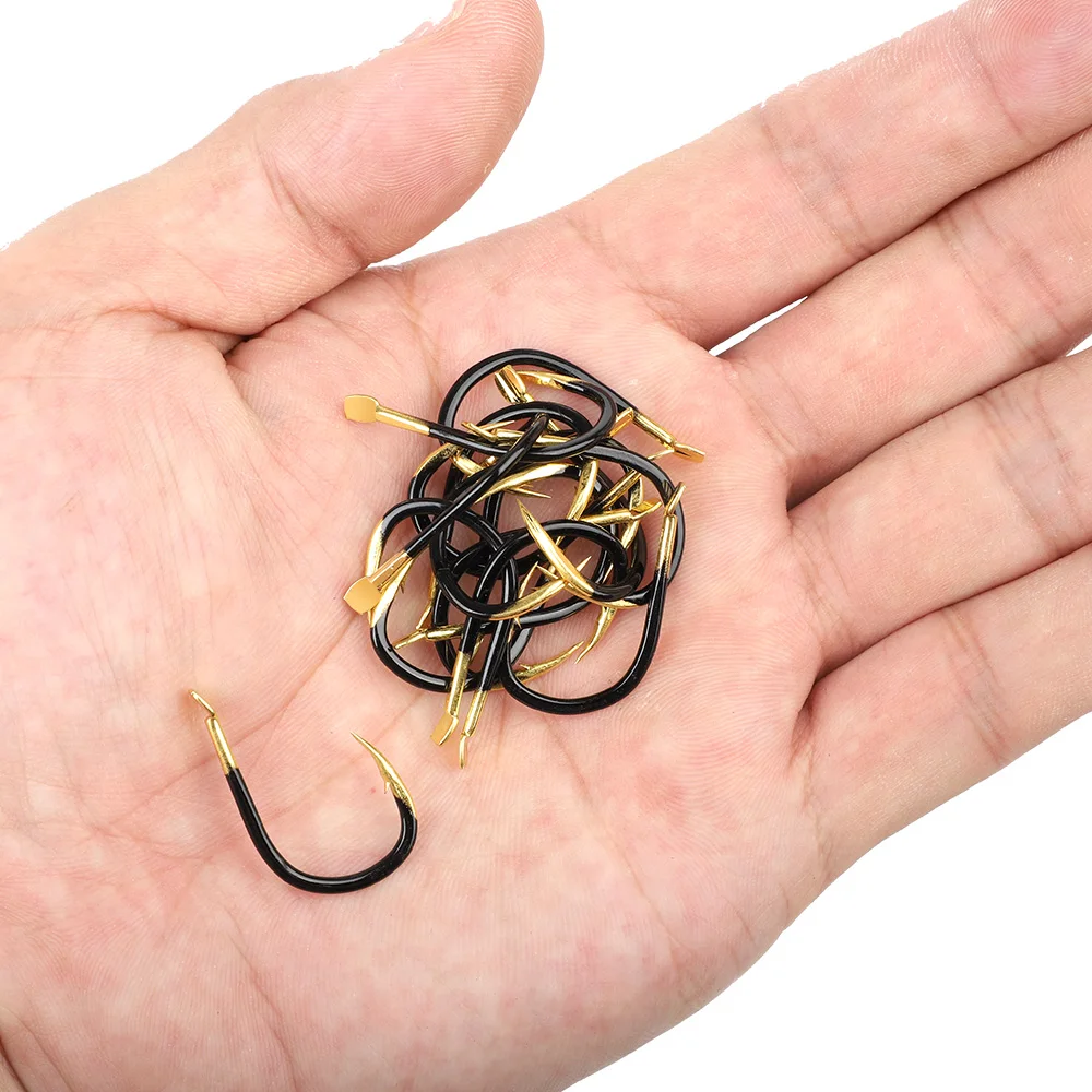 DONQL 10pcs/ Box Fishing Hooks Set Barbed Single Circle Fishhook Tungsten Steel Carp Fishing Hooks Sea Accessories Tackle