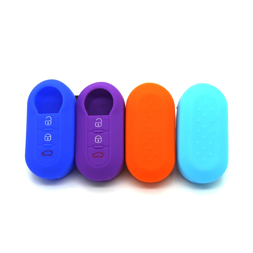 New Silicone Car key cover Case For Fiat 500 3 Button Flip remote Shell