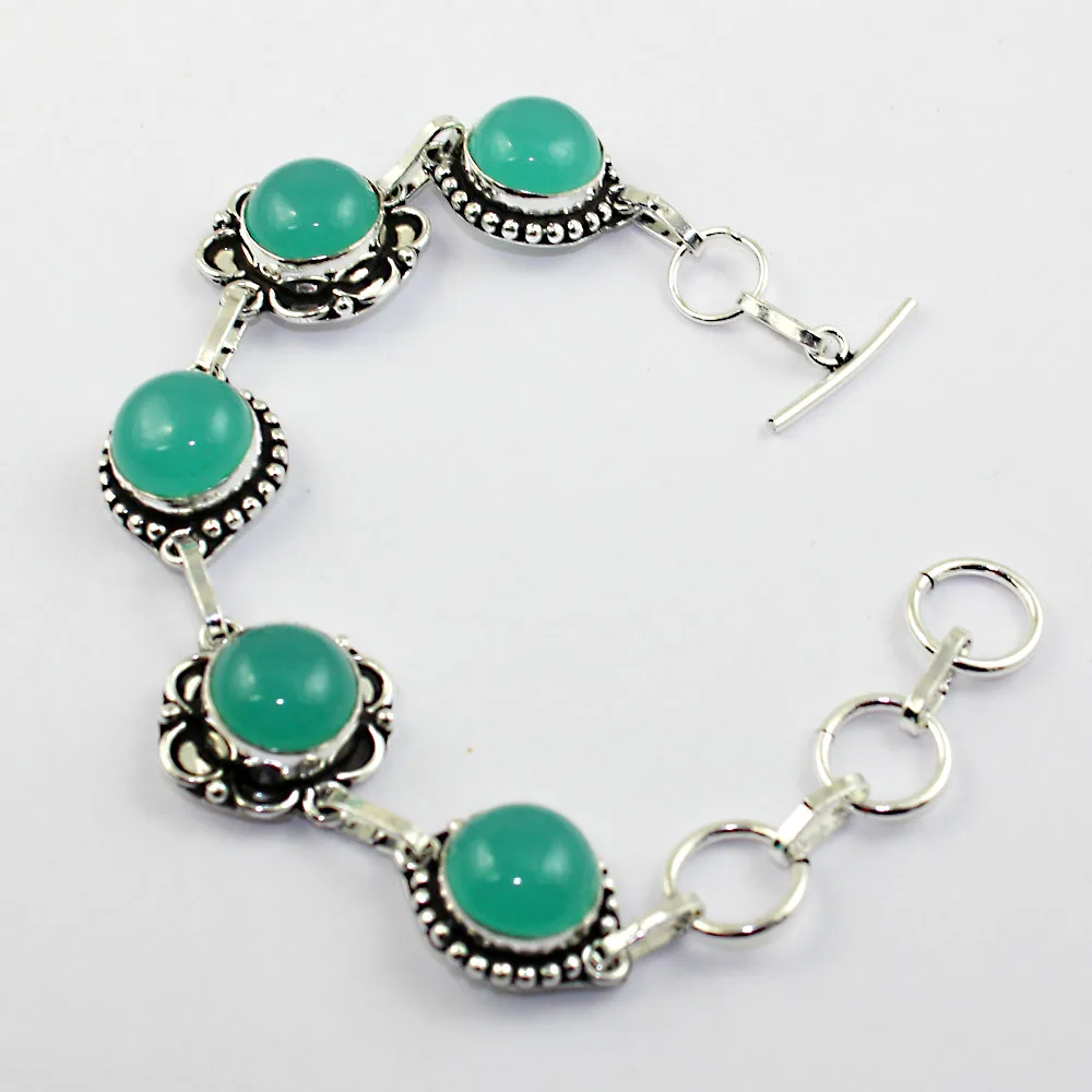 

Chalcedony Bracelet Silver Overlay over Copper , 20.3cm, B1264