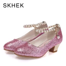 Skhek Детские высокий каблук обувь для девочек вечерние туфли