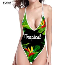 FORUDESIGNS/Листья тропических растений с принтом купальники женские Купальники цельные костюмы XXL Монокини пуш-ап купальные костюмы для женщин Лето