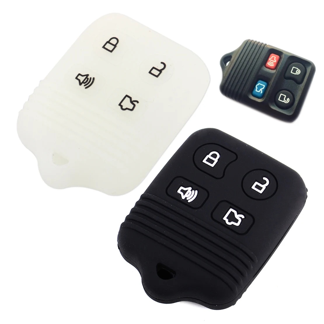 

CITALL 4 Buttons Silicone Remote Key Cover Fob Case Shell Fit For Ford Focus Fusion Mustang Lincoln LS Town Car Mercury Cougar