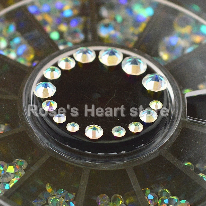 Beauty AB color 3D Nail Art Glitter Rhinestones Wheel ...