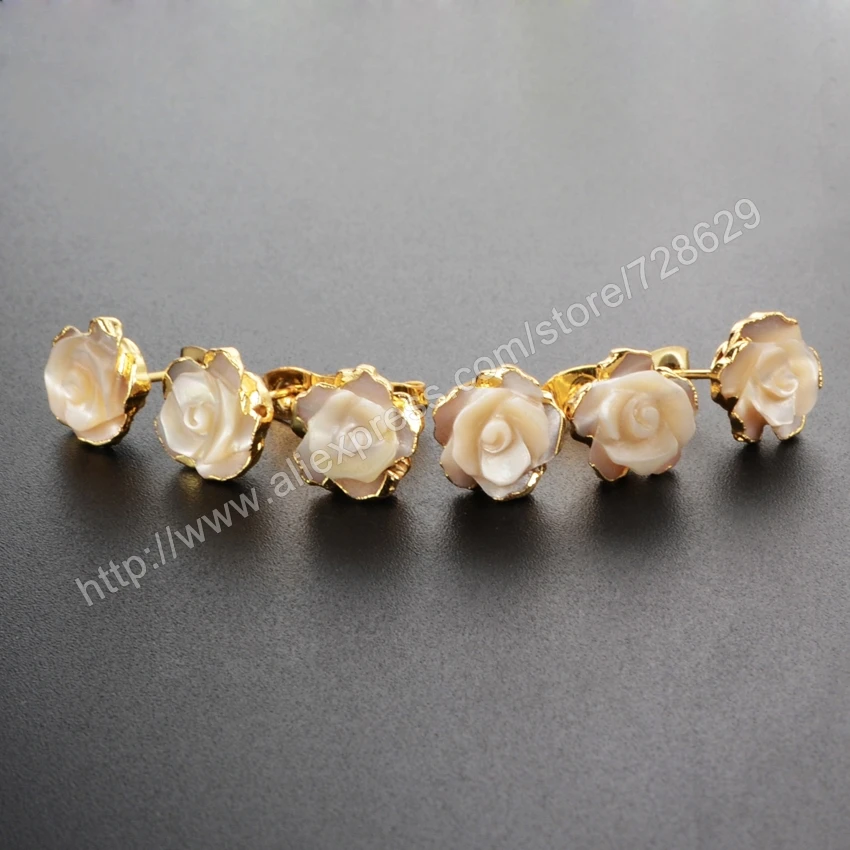 

BOROSA Flower Yellow mother of pearl shell Earrings g1037