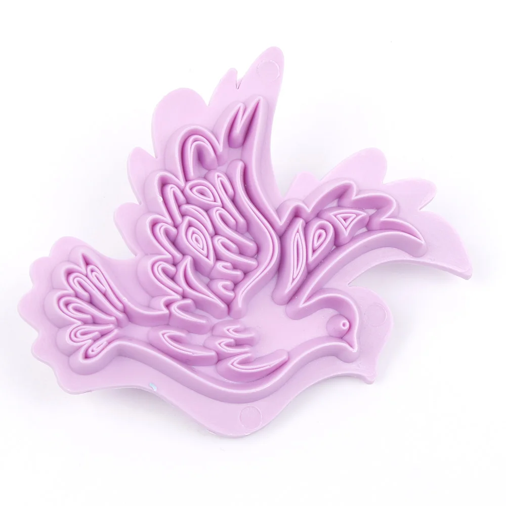 

4pc/set DIY Fondant Cake Cookie Cutters Plunger Cake Decorating Tools Biscuit Molds Butterfly Dragonfly Bird Shaped Color Purple