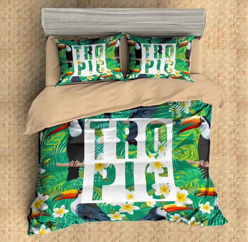 

Tropical rainforest flamingo 3d bedding set Duvet Covers Pillowcases comforter bedding sets Flamingo bed cover set bed linen