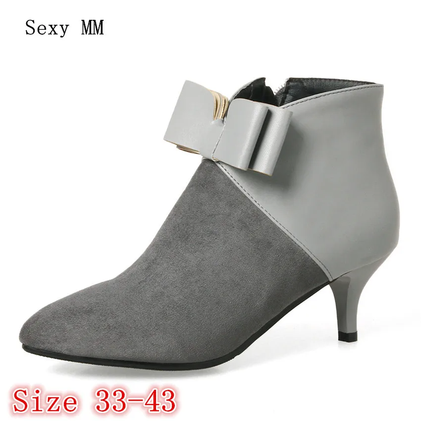 

Spring Autumn Winter Women Ankle Boots Booties Square High Heels Shoes Woman Short Boots High Quality Plus Size 34 - 40 41 42 43