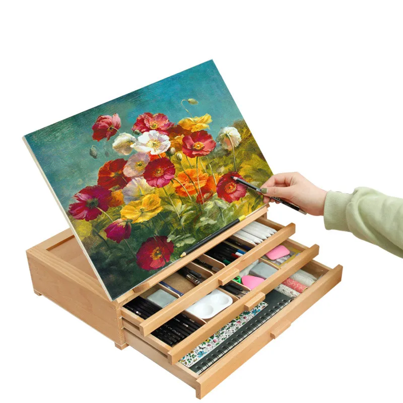 Трехслойный Easel с выдвижным ящиком Caballete Pintura Художественная масляная краска Chevalet