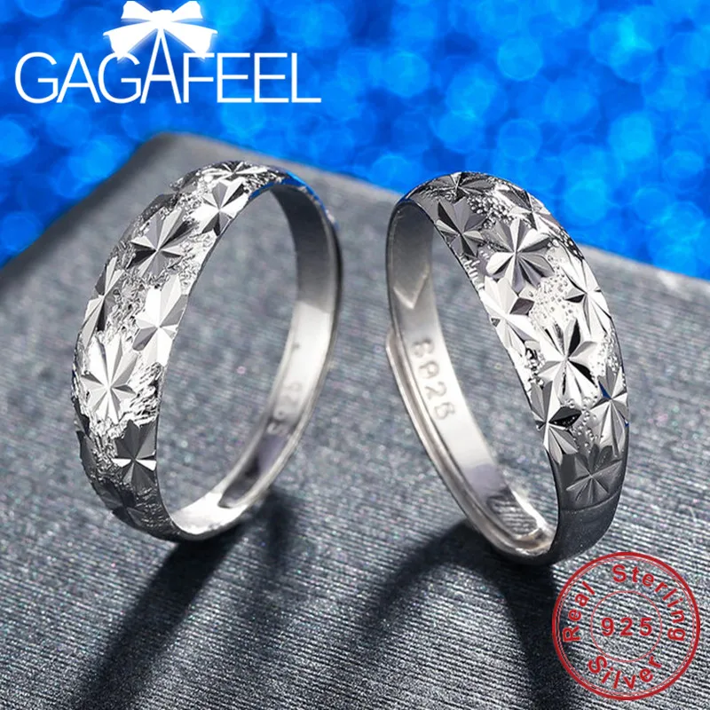 

GAGAFEEL 100% Genuine 925 Sterling Silver Ring Men Women Adjustable Rings New Fashion Couple Lover Wedding Jewelry Top Quality