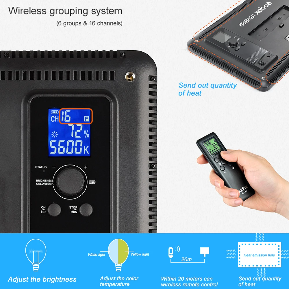 Godox LEDP-260C Portable Dimmable 260 LED Video Light with Adjustable Color Temperature 3300K-5600K for DSLR Camera Camcorder (21)