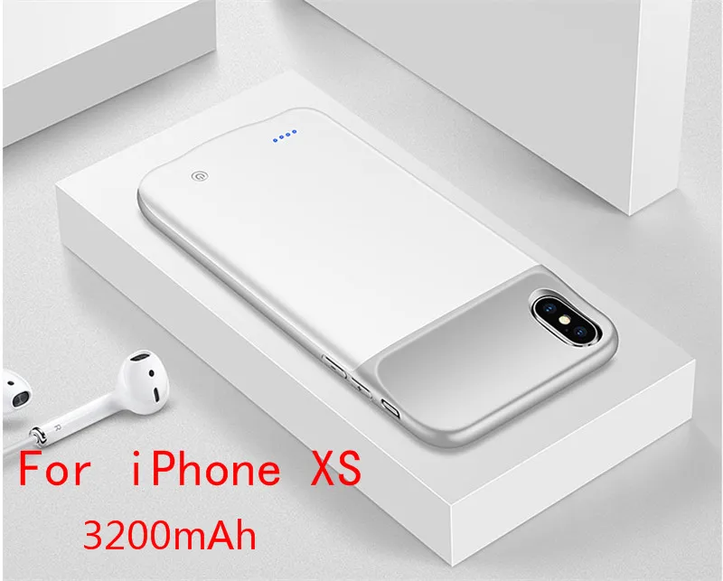 Тонкий Силиконовый противоударный чехол-батарея для iPhone XS Max power Bank, чехол-зарядное устройство для iPhone XR X Xs, задняя крышка для зарядки аккумулятора - Цвет: IXS-White