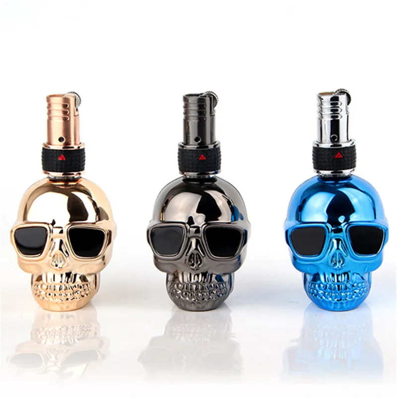 Skull Shape Fly a Flame Cigar Lighters Strange Gas Lighter Kerosene Oil