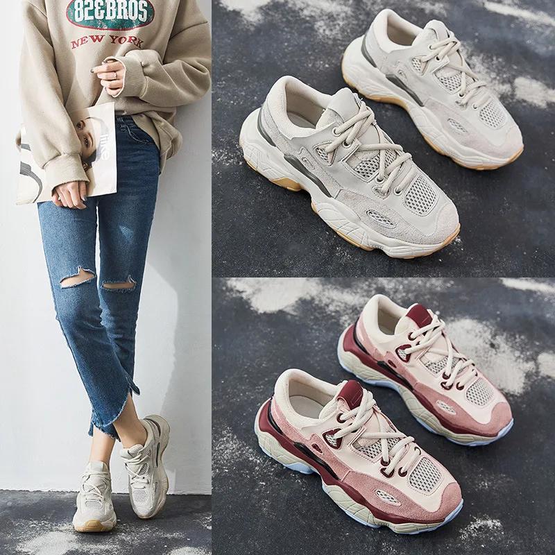 

2019 new thick-soled casual fashion color matching wild tide women's shoes.