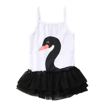 Летние купальные костюмы для девочек, бикини из полиэстера, цельные детские купальники с принтом лебедя, пляжные бикини, купальный костюм, L0521