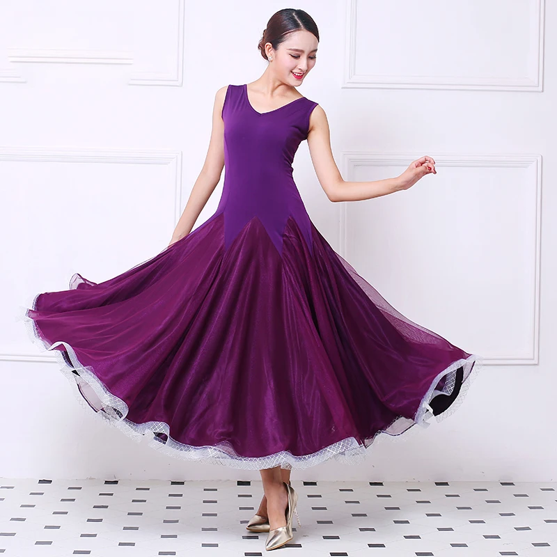 Customized women Performance purple sleeveless Modern dance costumes