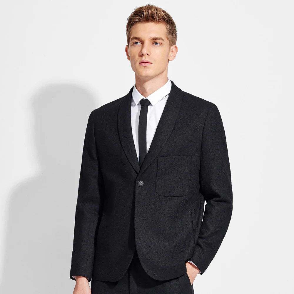 Мужчины пиджак slim fit Черный Повседневная 39% Шерсть Мода новые поступления весна-осень бизнес джентльмен Одежда для сцены пиджак 2XL