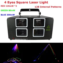 Быстрая 4 линзы лазерные огни 620 МВт RGB 3 цвета DMX лазерный проектор с 128 видов узоров для внутреннего Рождественского украшения