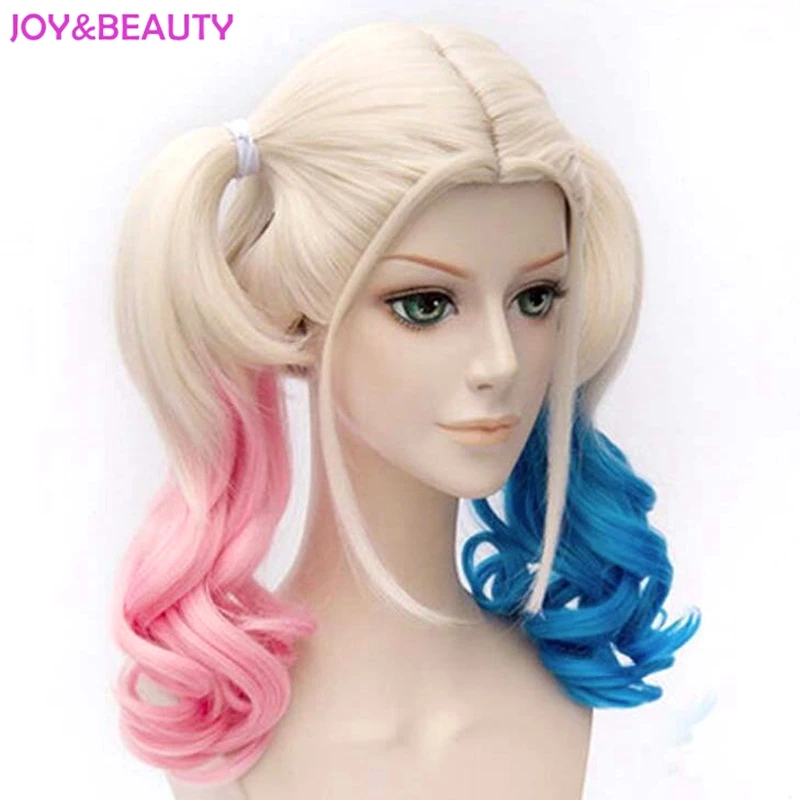 JOY & BEAUTY Hair Harley Quinn Cosplay peluca estilo ondulado sintético Cola de Caballo Peluca de alta temperatura Cos peluca envío gratis JOY & BEAUTY Hair Harley Quinn Cosplay peluca estilo ondulado sintético Cola de Caballo Peluca de alta temperatura Cos peluca envío gratis