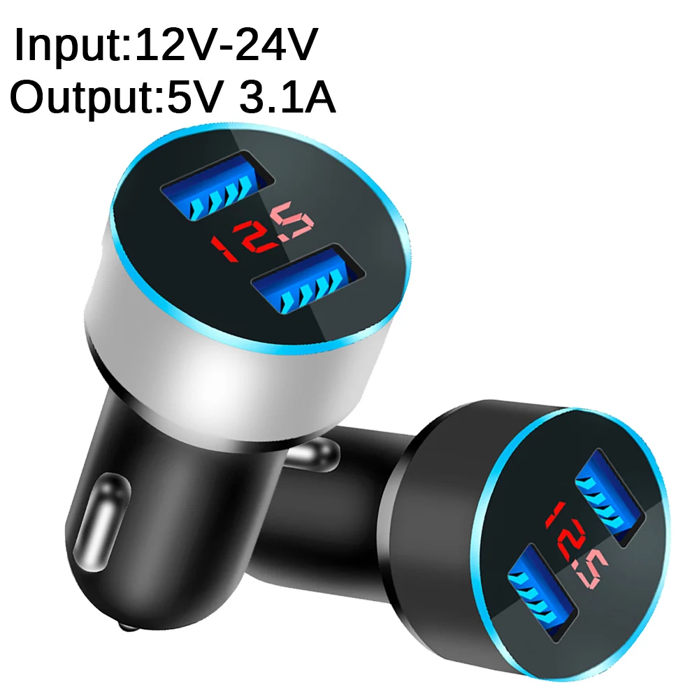 Universal Dual Usb Car Charger 5V 3.1A With LED Display Phone Car-Charger for Xiaomi Samsung S8 iPhone X XS 8 Plus Tablet etc