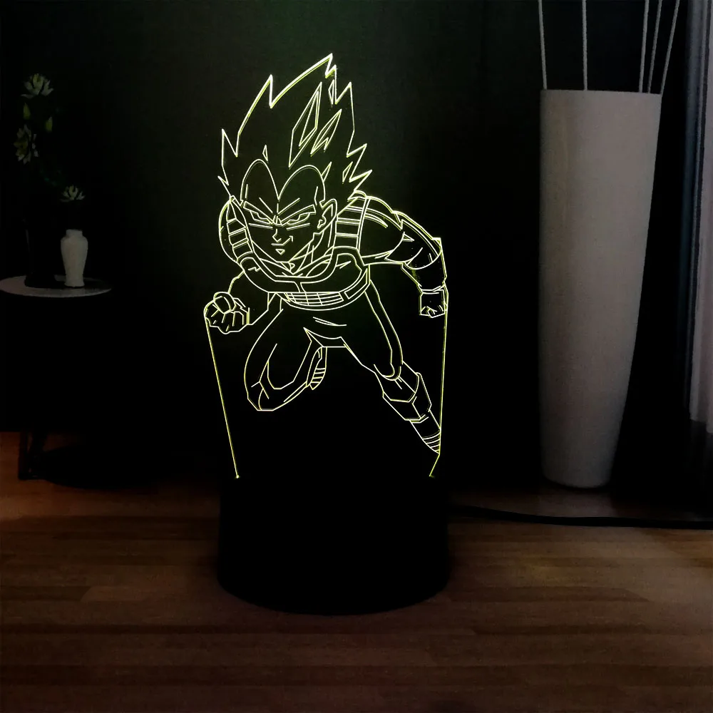 3D Cartoon Illusion Lamp RGB 7 Color change Cool Dragon Ball Wukong Son LED Bedroom Sleep Night Light Atmosphere Toys Kids | Лампы и