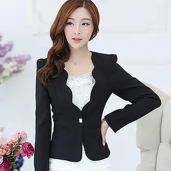 

Women's Fashion Business Coat Casual Slim Fit One Botton Suit Blazer Mini Top