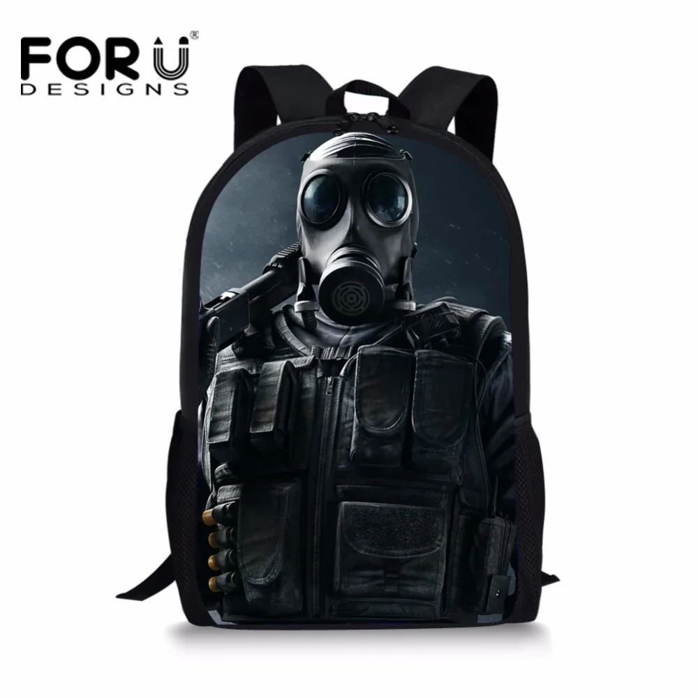 

FORUDESIGNS Rainbow Six Siege School Bags Backpack Teenager Primary Schoolbag Girls Boys Book Bags Kids 3D Printing School Bag