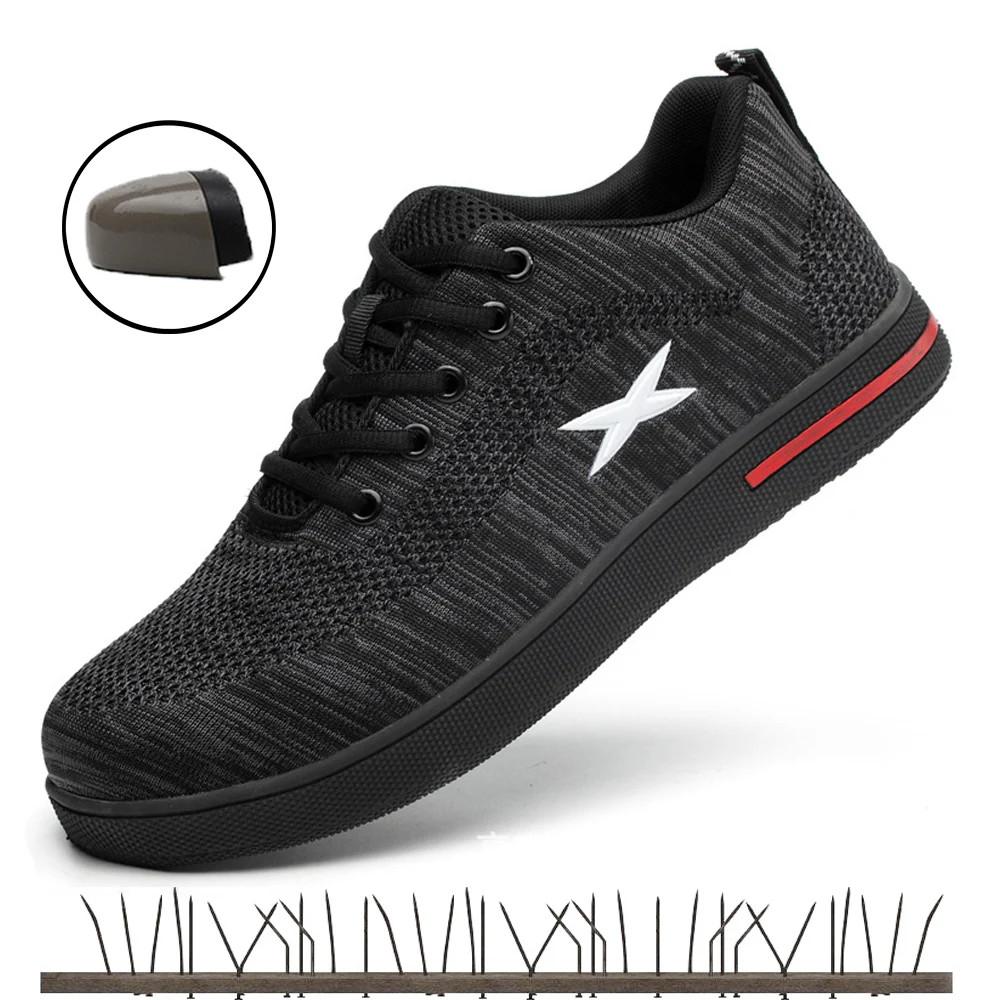 

Men's summer Safety Shoes for man working shoes Lightweight Footwear Breathable Indestructible steel toe Shoes Woman Sneakers