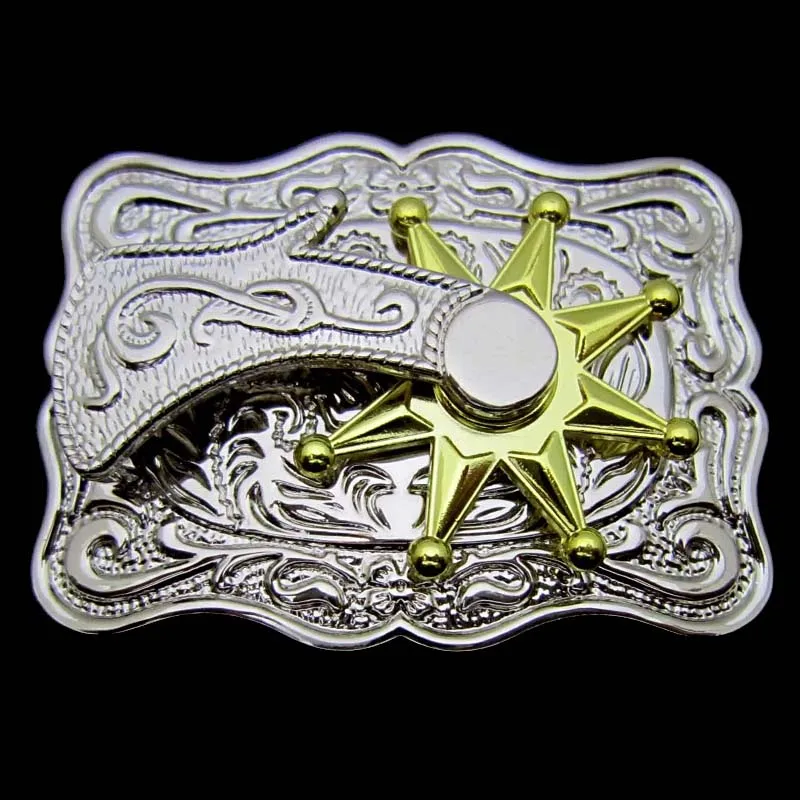 

Western Spur Star Spinning Cowboy Cowgirl Spur Boots Belt Buckle
