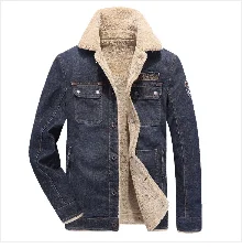 Зимняя мужская флисовая джинсовая куртка, модная меховая утолщенная теплая Повседневная куртка, пальто, мужское тонкое пальто, европейский размер S-2XL, AYLGY001