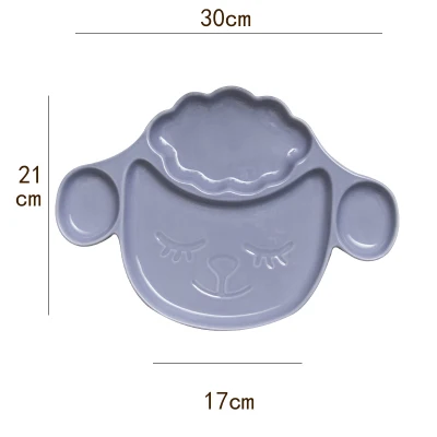 Детская посуда, подсетка, креативные керамические милые Мультяшные западные блюда, тарелка, тарелка, поднос для завтрака, детская посуда - Цвет: Фиолетовый