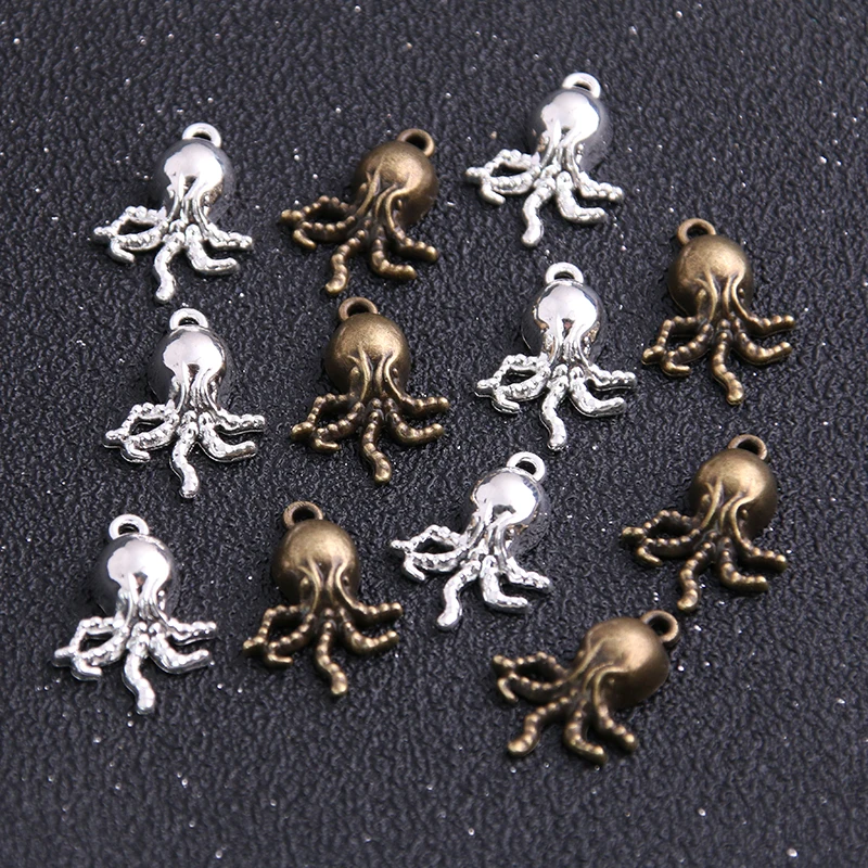 

16PCS 15*21mm New Product Two Color Octopus Charms Animal Pendant Jewelry Metal Alloy Jewelry Marking