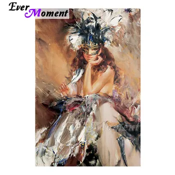 

Ever Moment Diamond Painting Picture Of Rhinestone Mosaic Woman Feather Full Square Drill Diamond Embroidery Decoration 3F1404