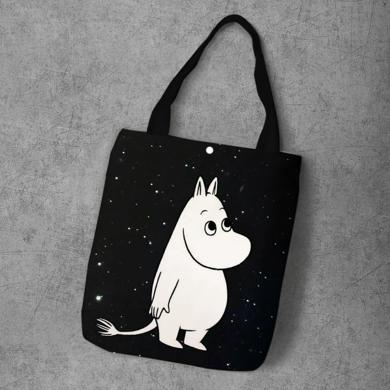 Moomin сумка для покупок милый гиппопотам тонкий маленький мой рюкзак на плечо Студенческая Холщовая Сумка с принтом Сумка-тоут на кнопках Холщовая Сумка