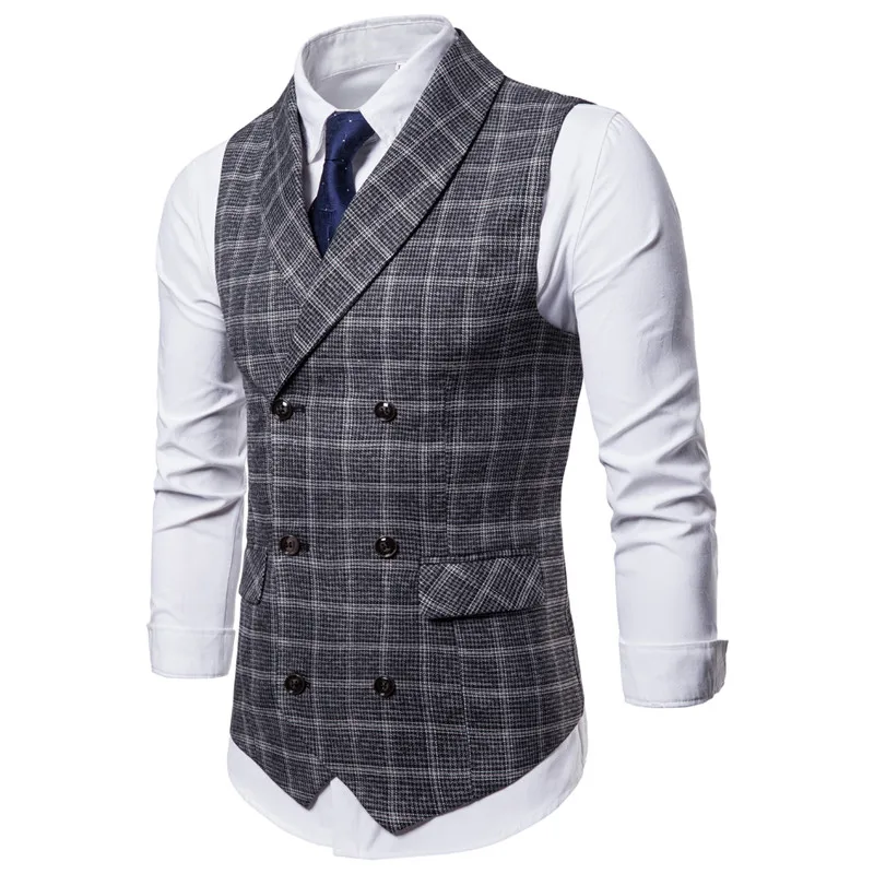 Riinr 2018 New Men Formal Suit Vest New Fashion Striped Business Waistcoat Men Wedding Gray Sleeveless Vest Dress