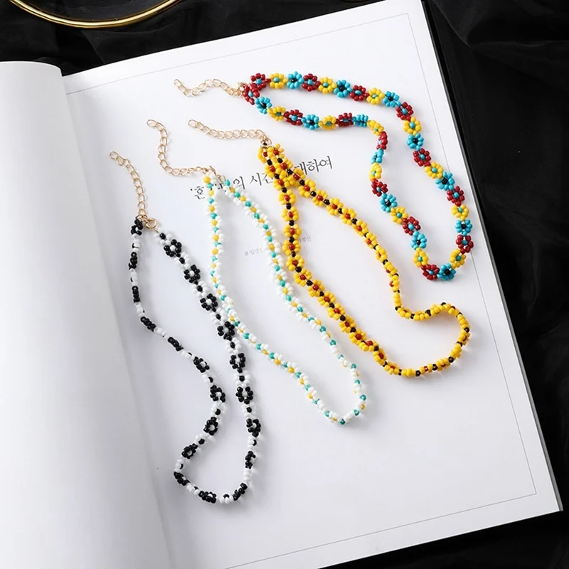 

2019 Korean Necklaces Choker For Women Fresh Flower Bead Necklace Fashion Jewelry Summer Simple Kolye Collares De Moda 2019
