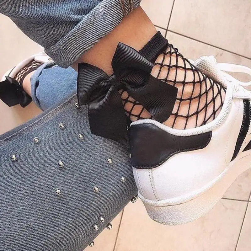 

Lower Price 2019 Hot Summer Casual Women Ruffle Fishnet Ankle High Socks Solid Mesh Lace Fish Net Short Socks Polyester New #J05