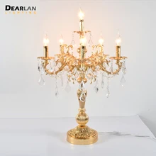 Винтажная Серебряная/Золотая/бронзовая настольная лампа роскошная хрустальная Настольная лампа с Свадебный канделябр для отеля ресторана спальни освещения