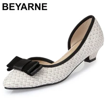 BEYARNE/Большие размеры 35-41; модная женская обувь; удобная женская обувь на плоской подошве с милым бантом; повседневная обувь с острым носком; 530