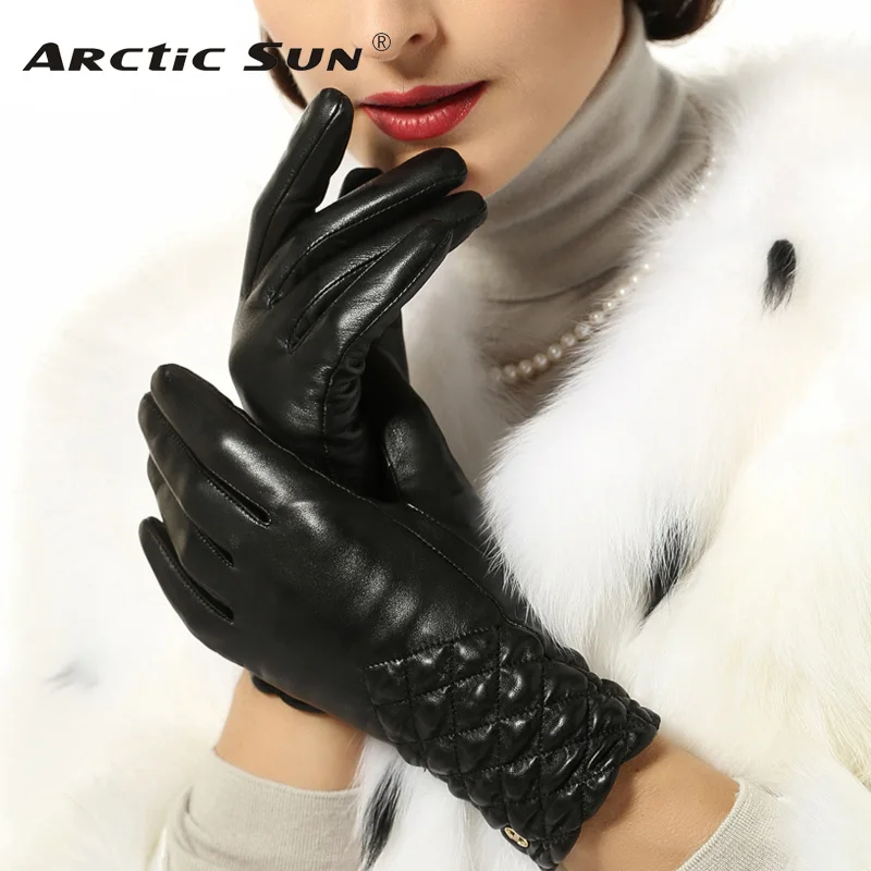 women-gloves-wrist-elastic-top-fashion-goatskin-genuine-leather-solid-sheepskin-glove-thermal-winter-driving-free-shipping