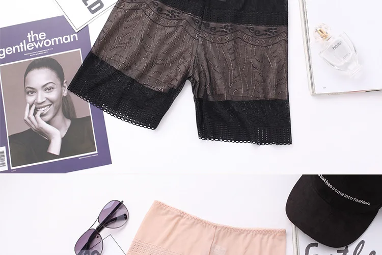 Lace Safety Short Pants Summer Ice Silk Female Boyshorts Underwear Middle Waist Seamless Shorts Pants for Women (22)