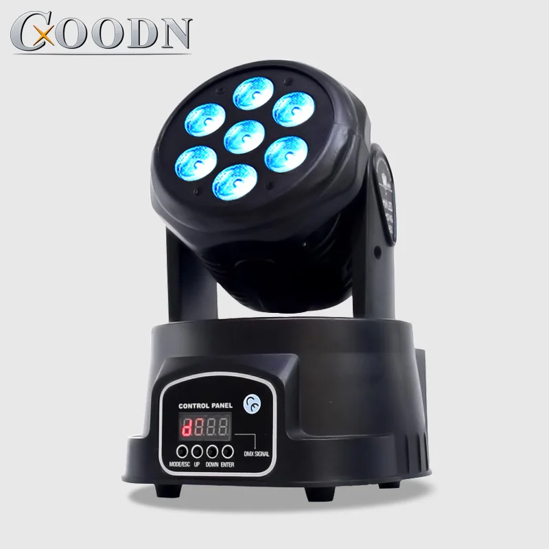 Светодиодный движущаяся головка 7X12 Вт RGBW цветное освещение стробоскоп DMX для атмосферного диско DJ