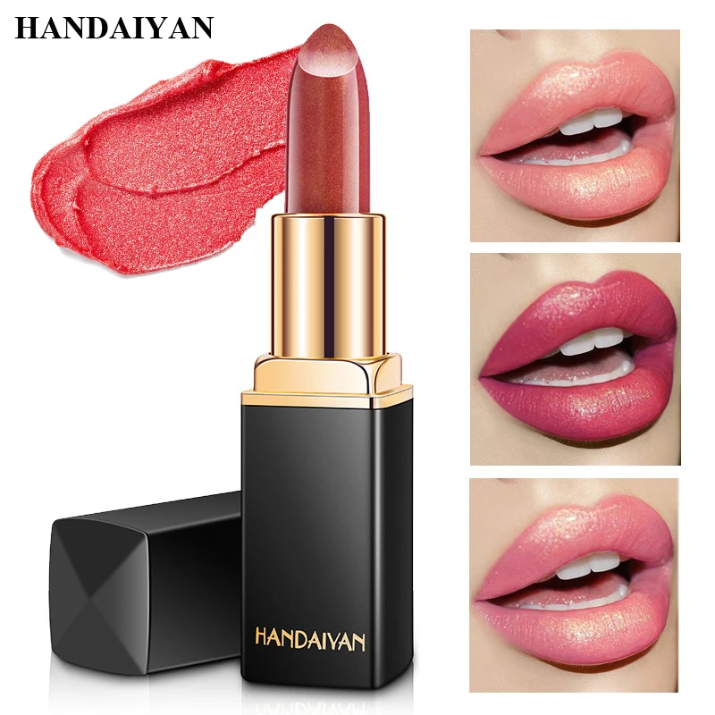 HANDAIYAN Glitter Lipstick Temperature Change Color Lip Stick Waterproof Shimmer Rouge a Levre Bigger Lips Tattoo Shiny Makeup