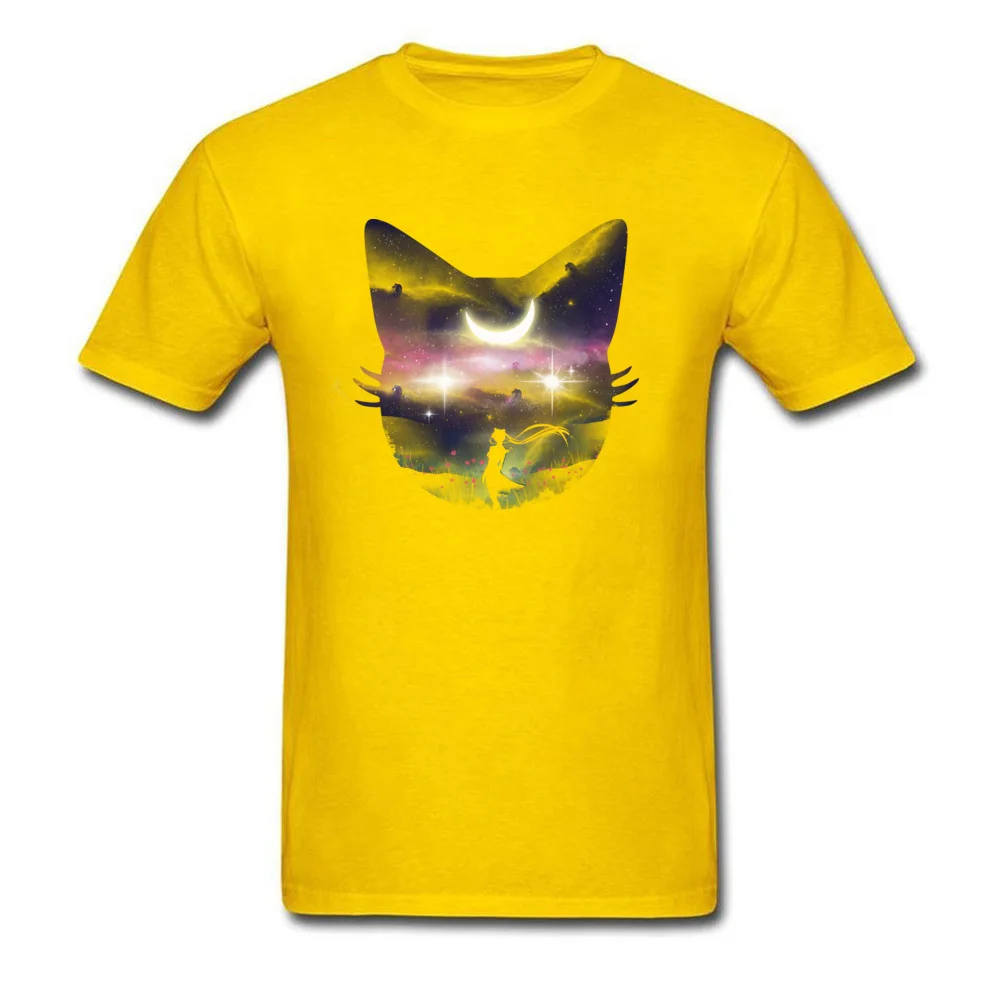 Moon Chaser Tops Tees Graphic Crewneck Birthday Short Sleeve Pure Cotton Men T Shirt Printed On Tees Free Shipping Moon Chaser yellow