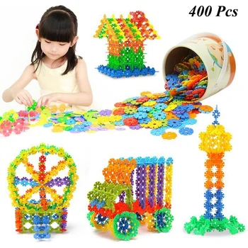 With Instructions 400 Pcs 3D Puzzle Jigsaw Plastic Snowflake Building Blocks Building Model Puzzle Educational Toys For Kids