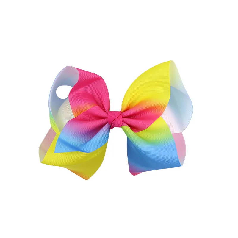 Kids Baby Girl Grosgrain Ribbon hair Bow Clips Rainbow New Design hairpin Infant Headband Children Hair Accessories (2)