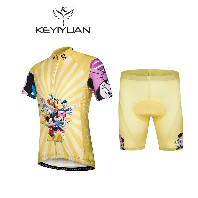 KEYIYUAN детский велосипед Джерси наборы мягкий велосипед одежда для мальчиков велосипед для девочки Джерси шорты розовый желтый синий
