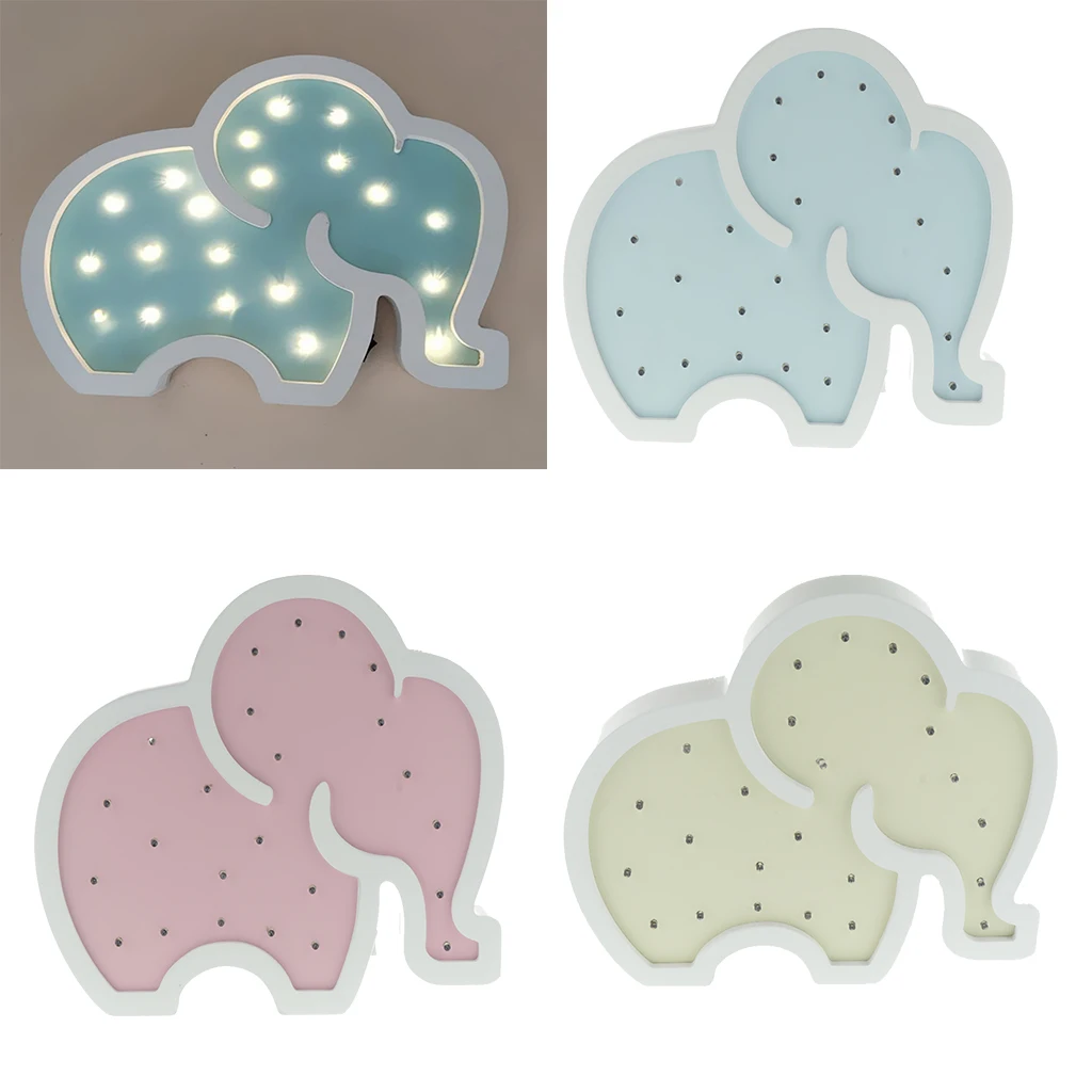 Cute 3D Elephant Sign Decor Light LED Night Light Table Lamp Wall Lamp Decor for Kids Room Living Room Wedding Party Decor